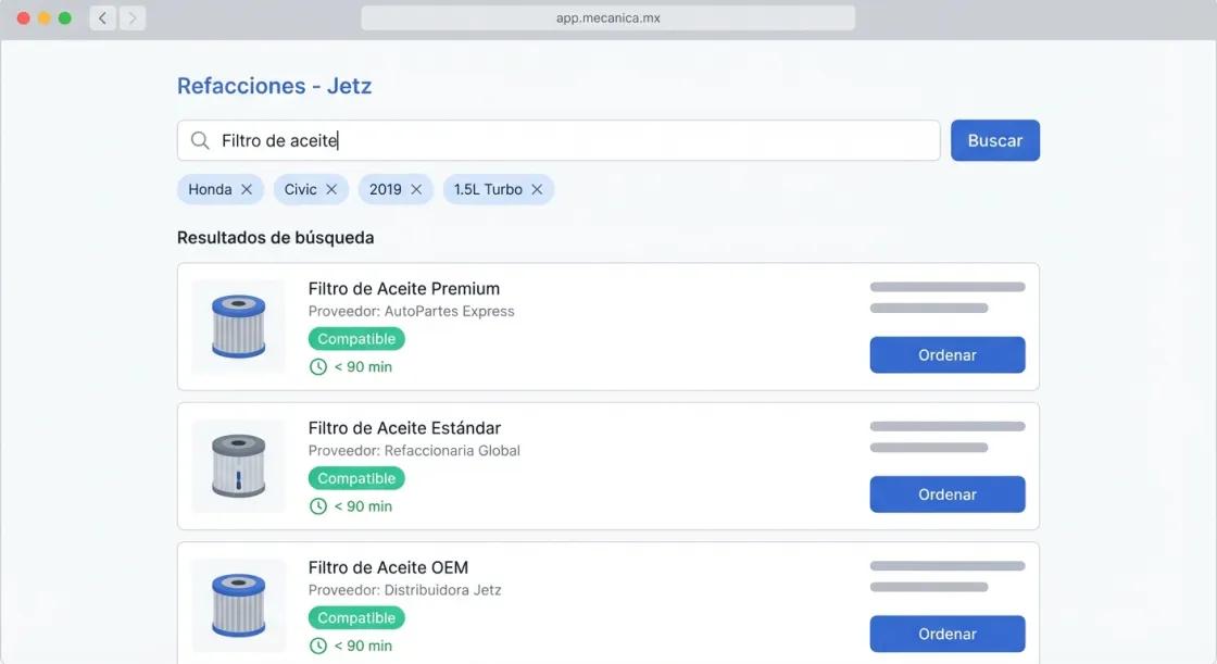 Screenshot de Integración Jetz en Mecánica MX — software para talleres mecánicos