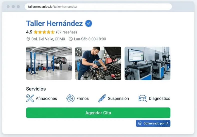 Captura de Perfil Público en Mecánica MX — software para talleres mecánicos