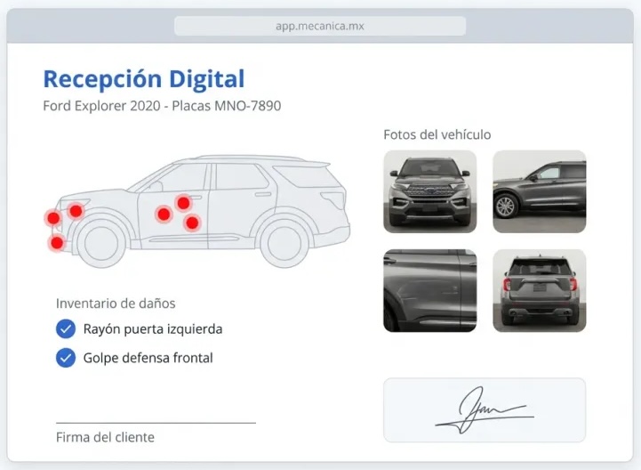Captura de Recepciones Digitales en Mecánica MX — software para talleres mecánicos